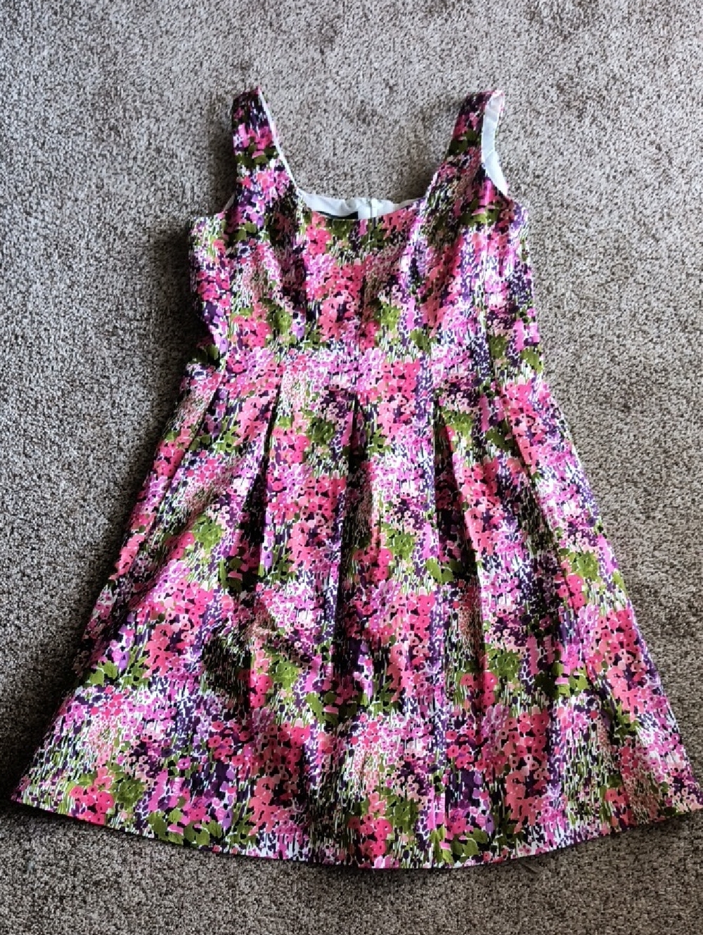 Nine West Pink & Green Floral Pleated Sundress